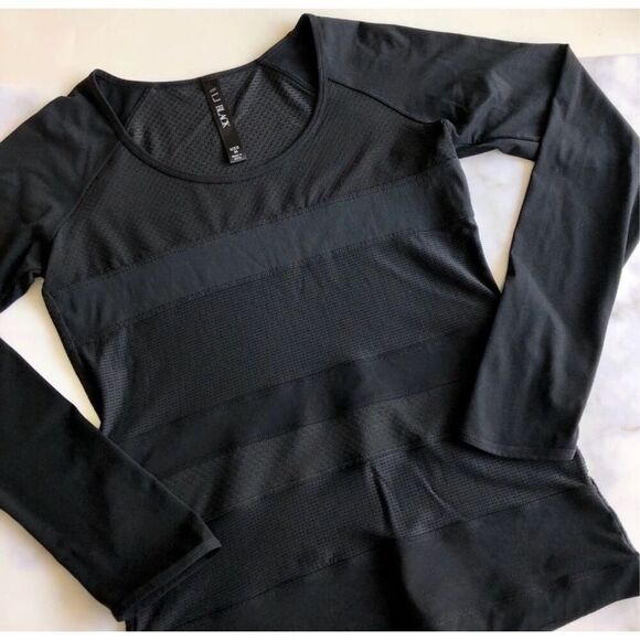 Lorna Jane Seamless Ignite Mesh Paneled Long Sleeve Top in Black Size Medium - Picture 2 of 7